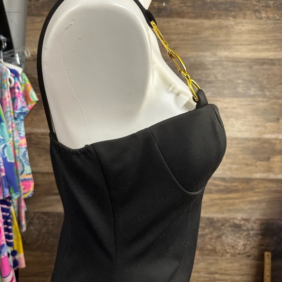 VENUS Black Strapless Dress with Gold Straps - Picture 5 of 9